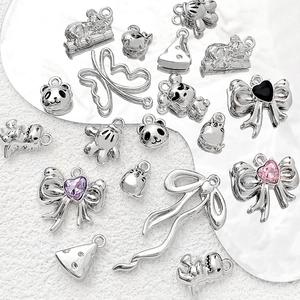 Set mit Anhängern aus Silbermetall für DIY-Schmuck Schmetterlings- und Panda-Motive