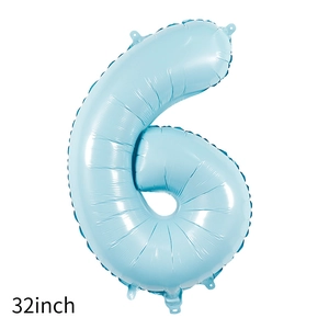 32-inch light blue number 6 foil balloon with mini bow for birthday party decoration