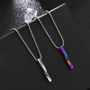 Minimalist spiral twist pendant necklaces in silver and rainbow tones on box chains