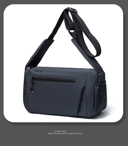Detail of waterproof crossbody bag featuring smart storage and adjustable shoulder strap