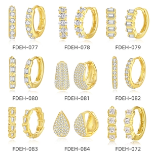 Luxurious S925 sterling silver gold earrings collection with sparkling cubic zirconia