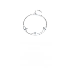 Detailed macro view showing the S925 sterling silver stamp and sparkling zircon charms
