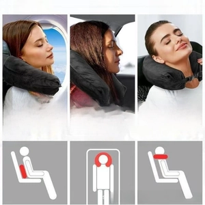 Oreiller de voyage en peluche douce utilisable en soutien cervical, lombaire ou pour la sieste