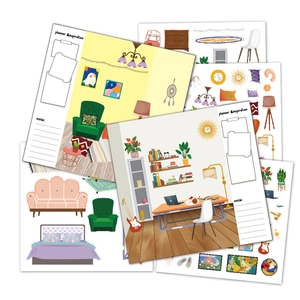 3D PET dollhouse furniture stickers set for DIY scrapbooking and room design