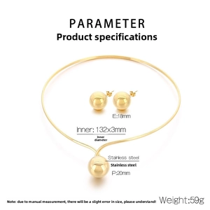 Polished stainless steel jewelry set featuring a 20mm ball pendant and 18mm stud earrings