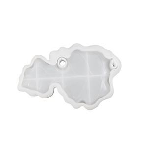 Macro shot of irregular leaf-shaped silicone mold for DIY resin trays with two holes
