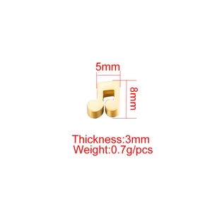 Golden music note pendant 8x5mm stainless steel bead for DIY jewelry making