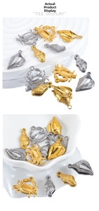 Makro-Detail polierter Gold- und Silberanhänger der Ozean-Serie für DIY-Schmuck
