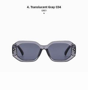 Detailed close-up of transparent grey hexagonal frames and metallic rivet hinges