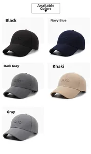Selection of five baseball caps in black navy grey khaki featuring FARD embroidery