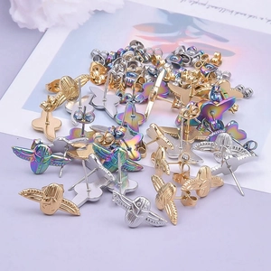 Mix of 304 stainless steel insect stud earrings in gold, silver and rainbow finishes