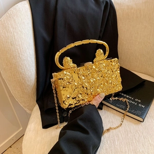 Acrylic Evening Clutch Bag With Lion Head Handle Ice Crack Texture Box Handbag Removable Chain Strap For Party
