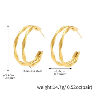 Spécifications détaillées de taille des créoles dorées en acier inoxydable avec dimensions