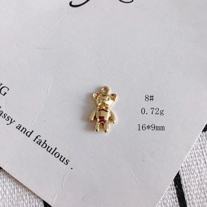 Detailed size and weight view of a golden bear pendant charm 16x9mm for DIY jewelry