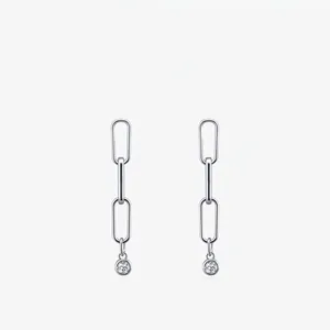 Moissanite Long Chain Drop Earrings 925 Sterling Silver D Color VVS1 Shiny Minimalist Jewelry For Women