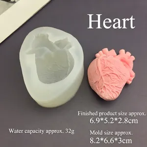 Detail view of 3D anatomical heart silicone mold showing intricate vein textures