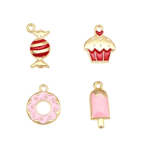 DIY colorful enamel dessert charms set including candy and donut for jewelry making