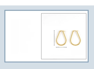 Detailed size and material specs for 18K gold-plated stainless steel water-drop earrings