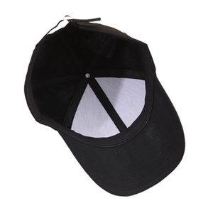 Inside view of black star rhinestone baseball cap with breathable mesh and lining