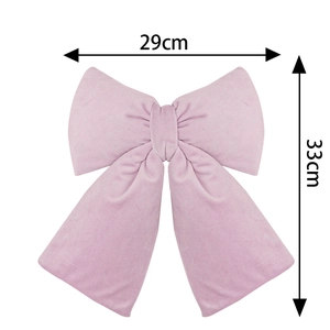 Pink velvet bow decoration with size labels 29x33cm for weddings and festive events