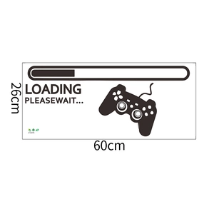 Detail of self-adhesive game controller wall sticker with loading bar and 60x26cm dimensions