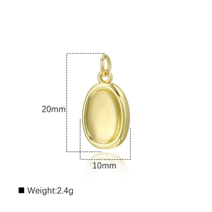 18k gold plated oval pendant with 20mm height and 10mm width for DIY jewelry making