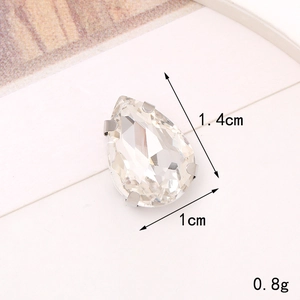 Strass in vetro a goccia con montatura in argento per gioielli DIY 1,4x1cm
