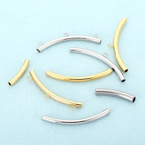 Curved stainless steel hollow tube beads in gold and silver for DIY jewelry making
