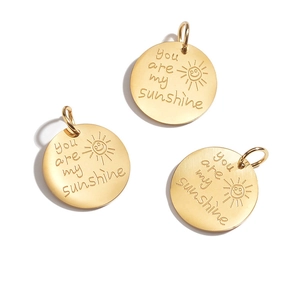 You Are My Sunshine Pendentif Rond Acier Inoxydable Gravé Soleil Sourire DIY Fabrication De Bijoux Accessoire Couleur Or