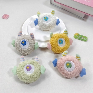 Cartoon Plush One-Eyed Monster Brooch Cute Stuffed Doll DIY Decoration Accessory For Bag Shoe Sock Patch Women Kids Decor