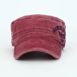 Close-up of vintage washed cotton baseball cap featuring side embroidery detail