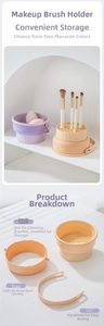 Detail of multi-functional makeup brush cleaning bowl with drying rack in soft pastel colors