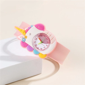 Montre À Clapper Pour Enfants Licorne 3D Dessin Animé Bracelet Silicone Mouvement Quartz Analogique Cadeau Éducatif Enfant