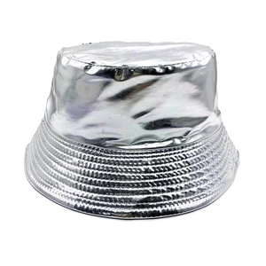Metallic silver sun hat for men and women with a glossy finish and reflective surface