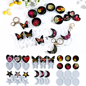 Kit de moldes de silicona para colgantes de mariposa corazón y luna con llaveros