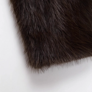 Fashionable dark brown faux fur vest for women with high-quality plush texture detail