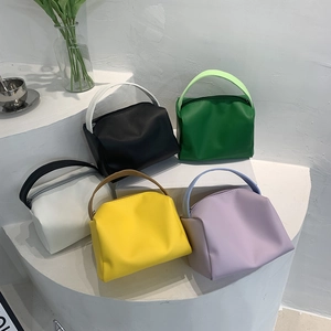 Small Square Handbag Fashion PU Leather Top Handle Solid Color Zipper Closure Trendy Box Bag For Women