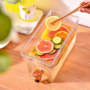 Dispenser bevande con rubinetto per frigo, contenitore per succhi in plastica con frutta