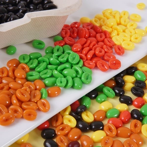 Colorful resin coffee bean miniatures for DIY decor and photography props in various hues