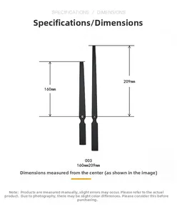 Size chart showing 160mm and 209mm aluminum clock hands measured from the center hole