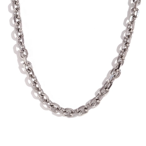 Polished silver stainless steel link chain necklace featuring bold minimalist style