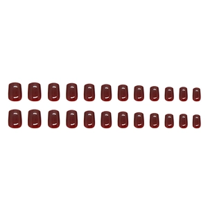 24pcs glossy Ancola red short press-on nails in a minimalist solid color design
