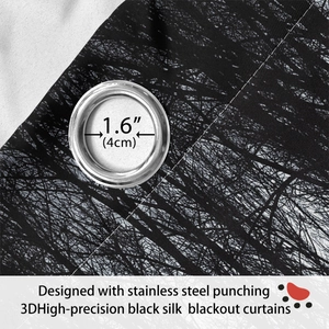Detail of 4cm stainless steel eyelets on high-precision black silk blackout curtains