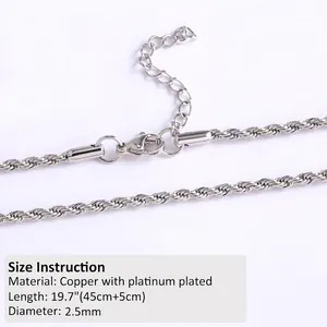 Detail der 2,5mm Kupferkette mit Platinbeschichtung und 50cm Längenmessung im Bild
