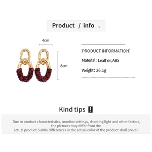Detailed size specifications for gold metallic and leopard print leather oval earrings