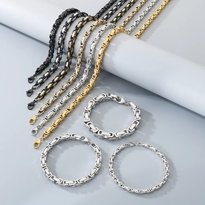 Stainless Steel Byzantine Chain Necklace Chunky Link Hip Hop Gothic Punk Jewelry Unisex Fashion Trendy Jewelry Accessory
