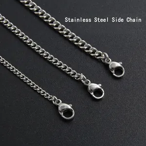 Polished stainless steel curb chains in three sizes with secure lobster clasps