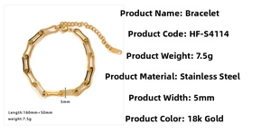 Detailed view of 5mm 18k gold plated stainless steel link chain with lobster clasp