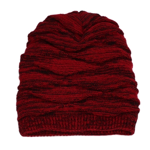Bonnet en tricot mélangé rouge et noir avec texture ondulée pour hommes et femmes