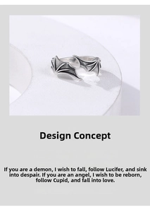 Detailed view of the gothic devil wing silver ring with vintage blackened textures